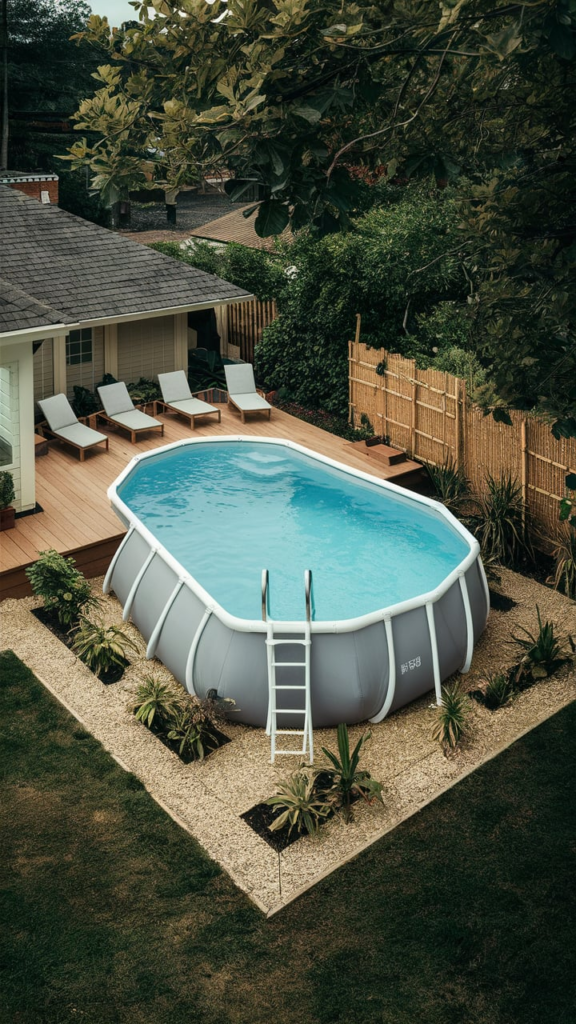 Outdoor shower with wood and stone