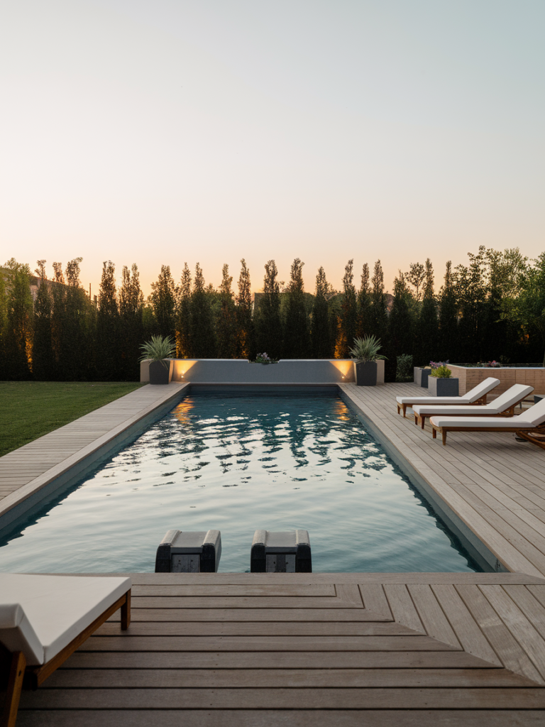 Floating deck over pool water