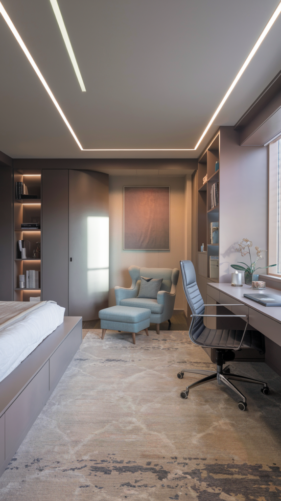 Warm LED string lights in dorm