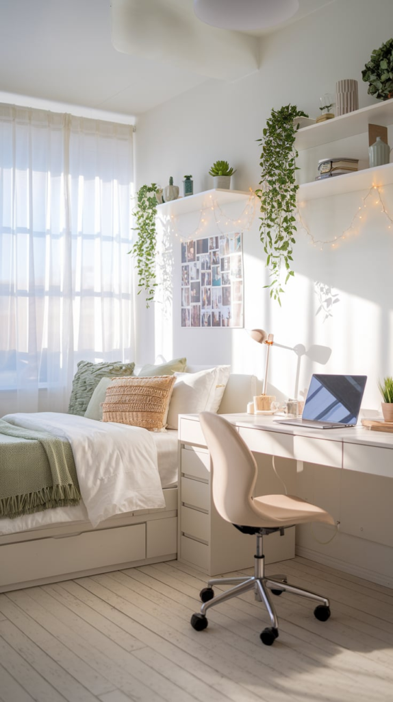Scandinavian style dorm decor