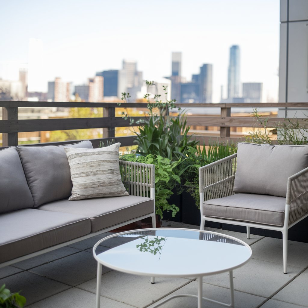 Cozy small balcony setup