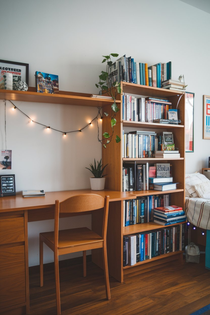 Wooden accents in dorm