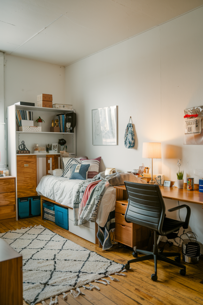 Cozy earthy dorm room