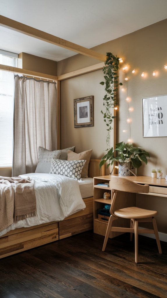 Layered curtains in dorm
