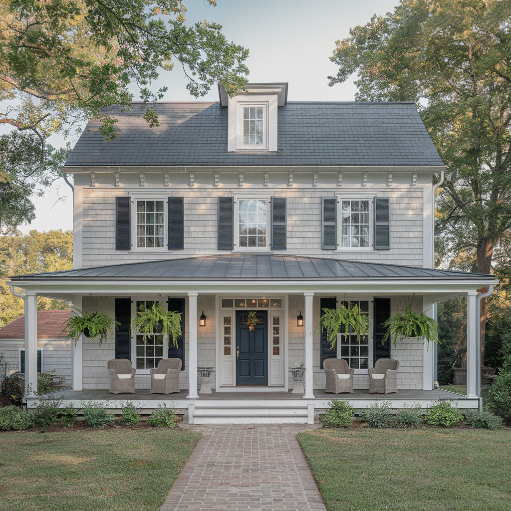 Elegant porch with French doors