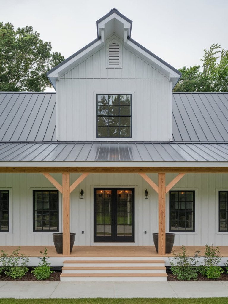Contemporary porch with bold patterns