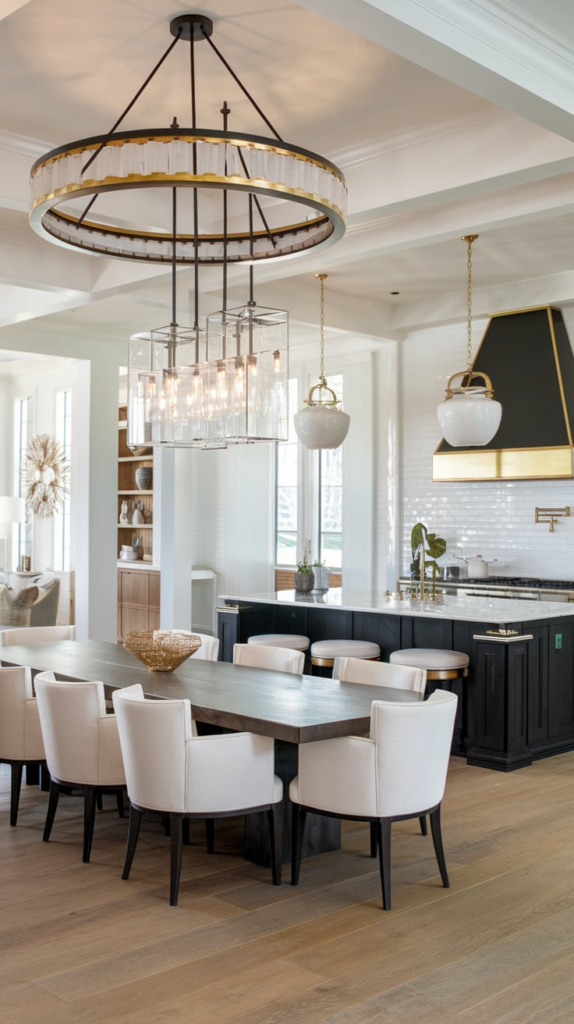 Statement lighting fixtures in penthouse