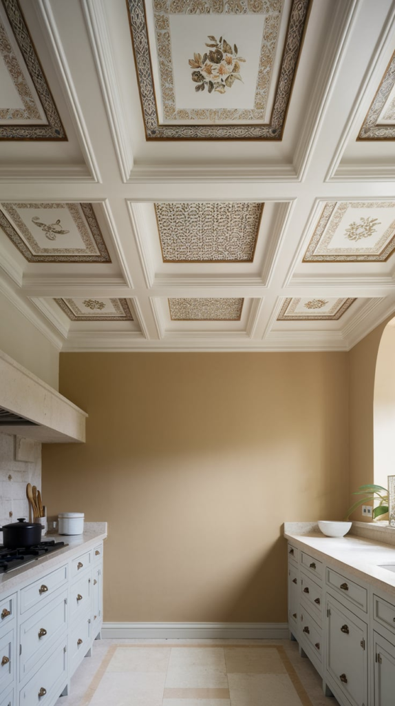 Coffered and wood-paneled ceilings