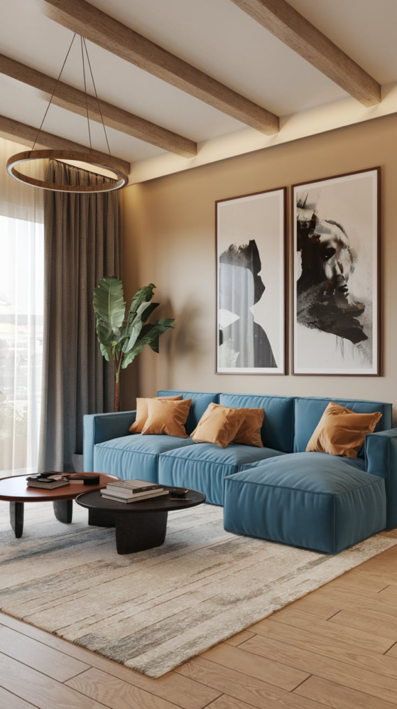 Converted barn with rustic-modern interior