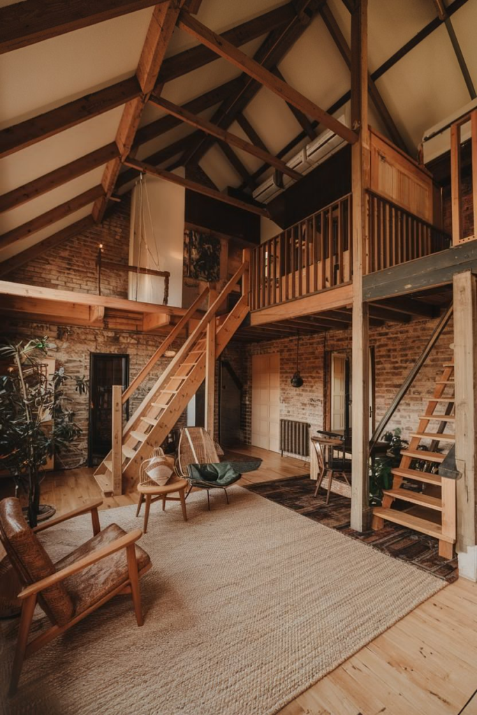 Timber-framed country house interior