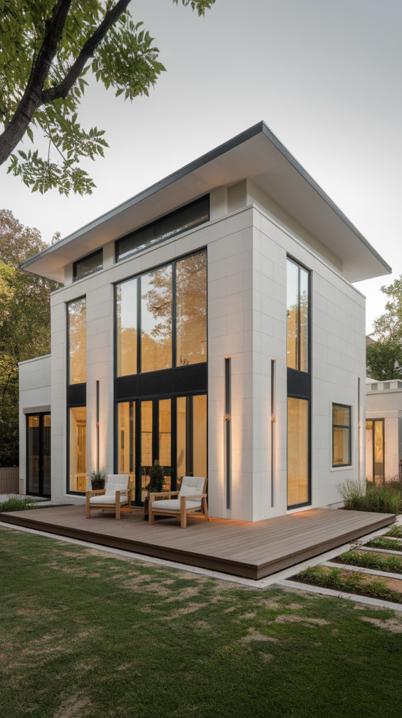 House with large glass windows