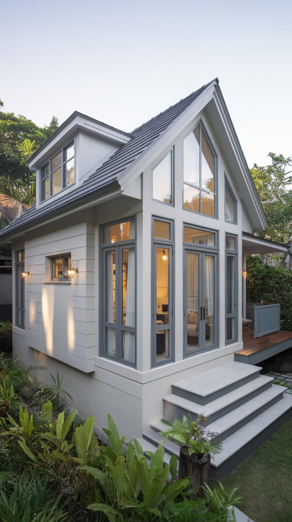 Wooden accents on modern house