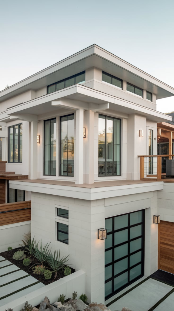 Pergola on modern house exterior