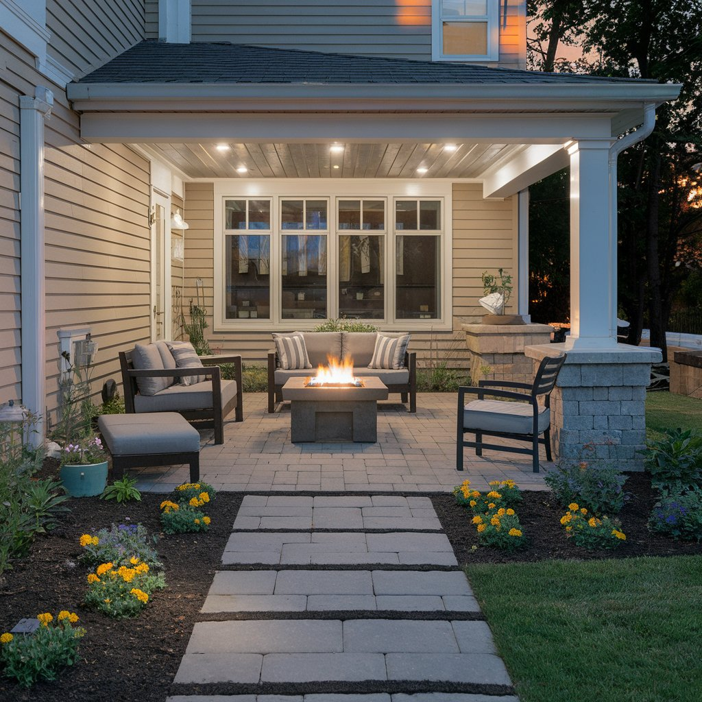 Cedar-Lined Roof with Hanging Lights