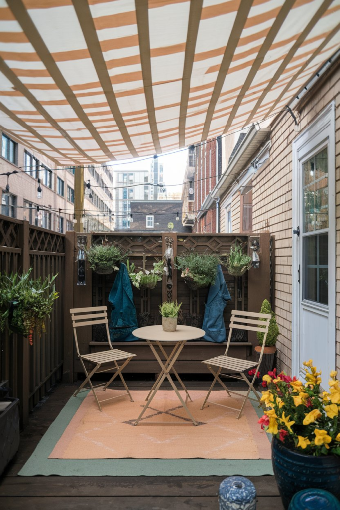 String lights illuminating patio