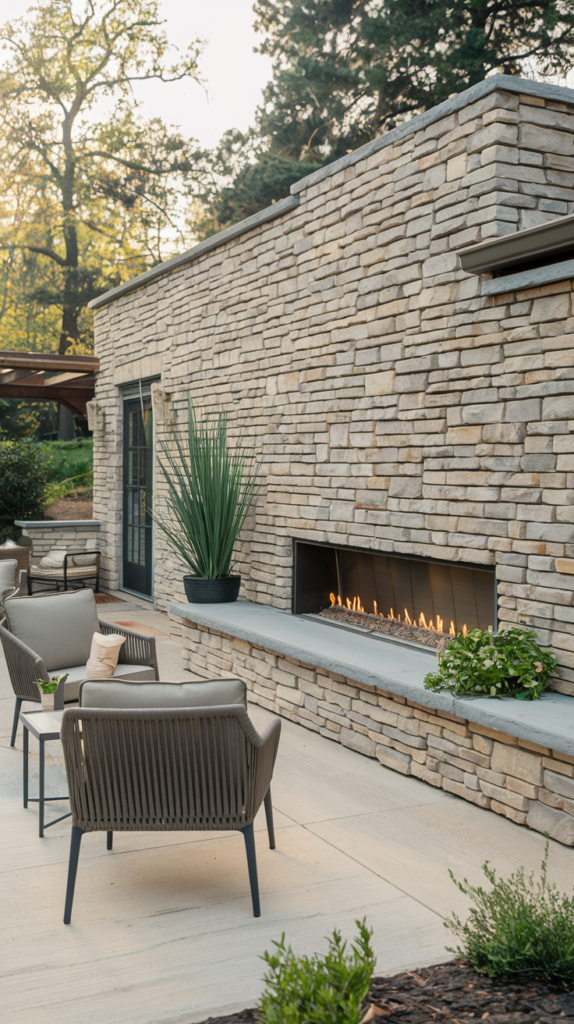 Pottery planters on patio