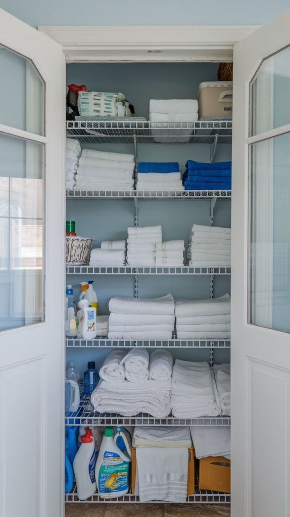 Shelf dividers keeping linens upright