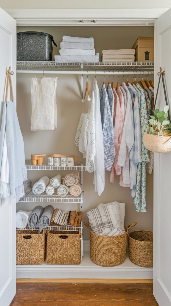 Rotated linens in closet