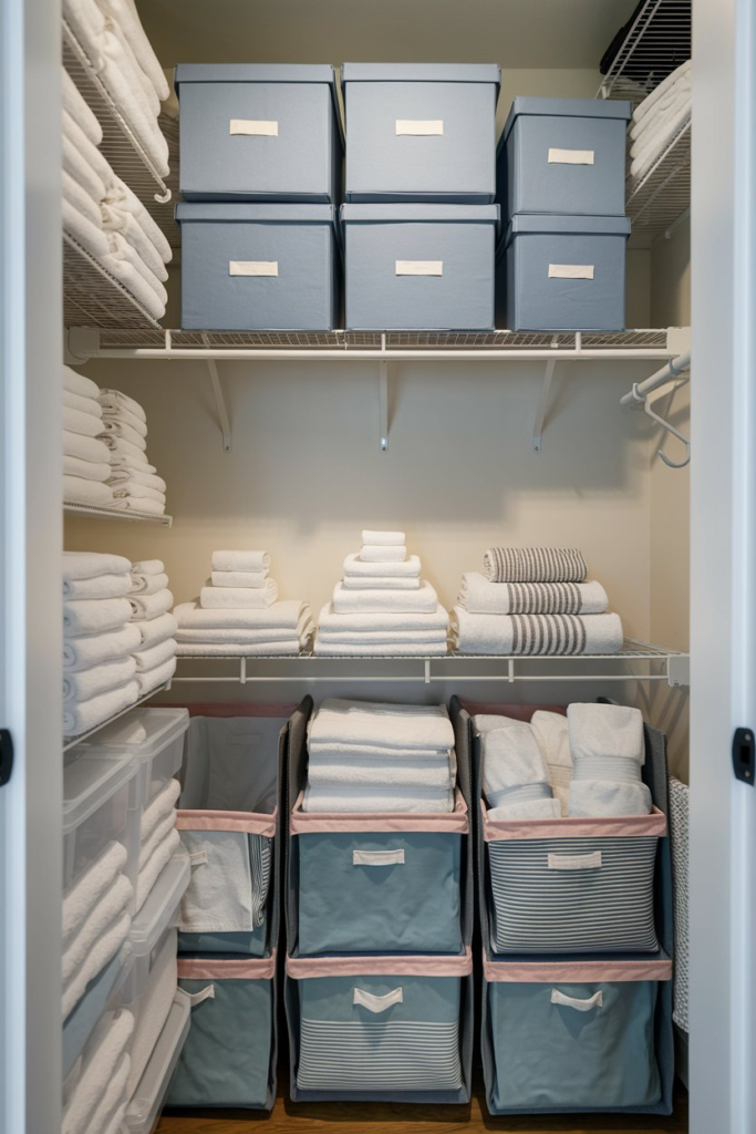 Neatly organized linen closet