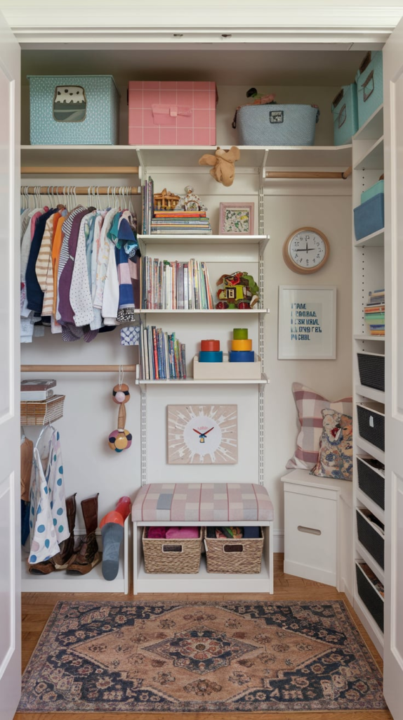 Closet shelves with dividers