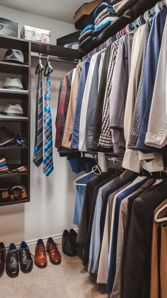 Hanging laundry sorter inside closet