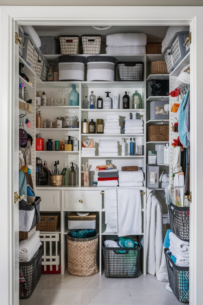 Adjustable bathroom shelves