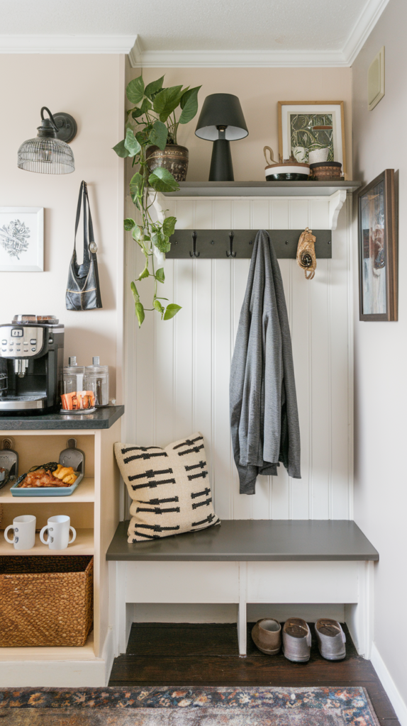 Wall-mounted fold-out desk