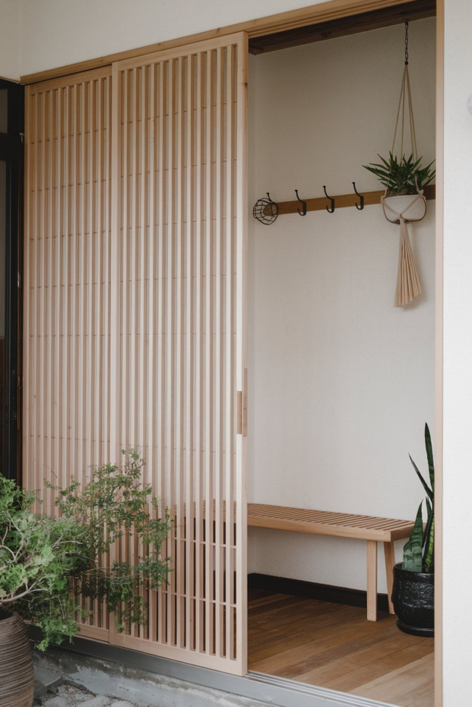 Corner hall tree with seating and hooks