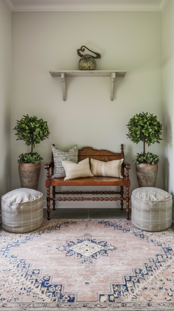 Modern farmhouse hall tree with X details