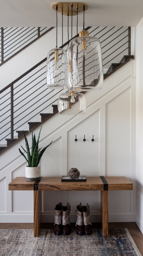 Scandinavian style hall tree with light wood