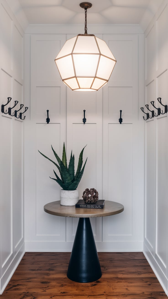 Kid-friendly hall tree with low hooks