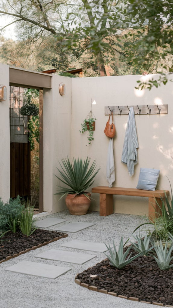 Hall tree with velvet cushioning and gold accents