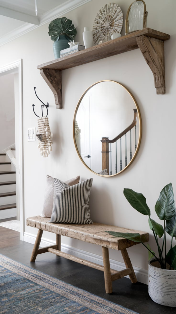 Hall tree made from reclaimed barnwood