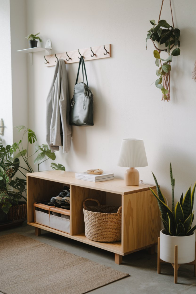 Stylish and organized entryway with hall tree