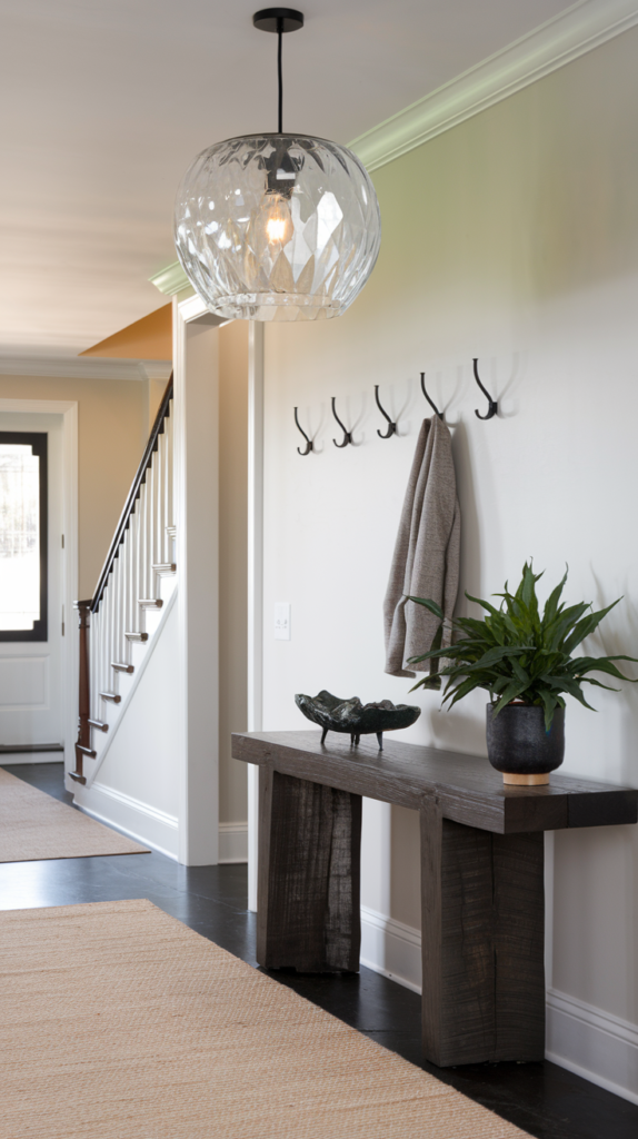 Two-tone hall tree in black and wood