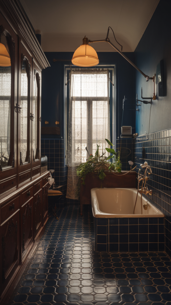 Vintage vanity and brass fixtures