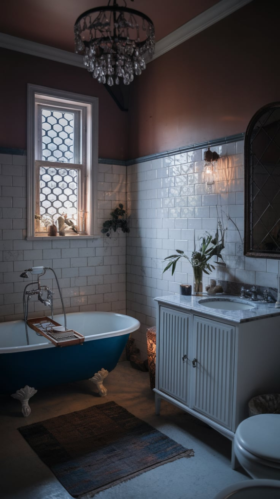Floating vanity in powder room