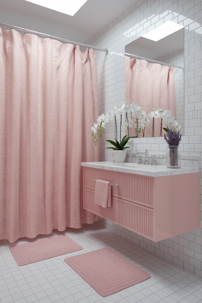 Floating shelves in powder room