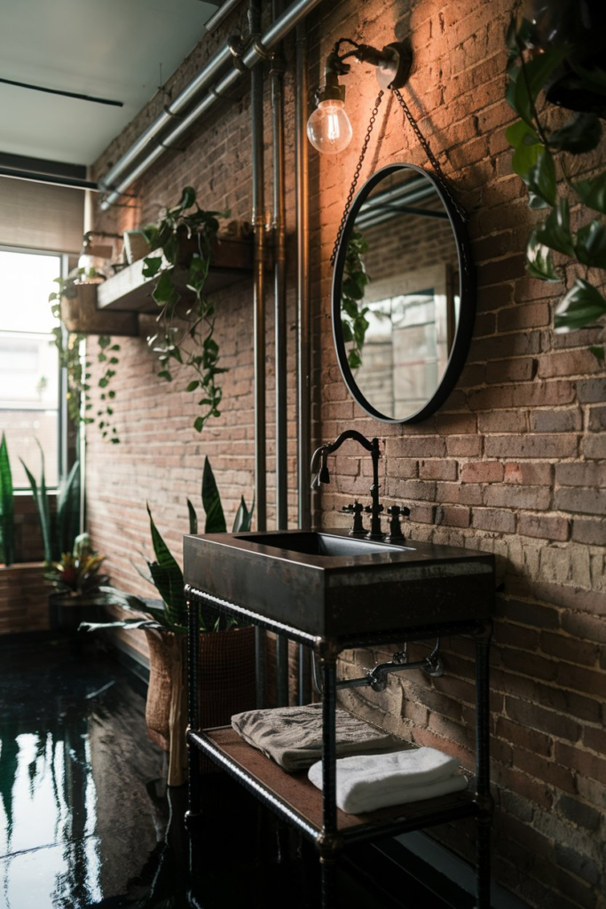 Unconventional materials in powder room