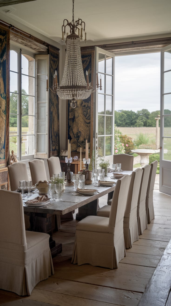 Adjustable track lighting over dining table