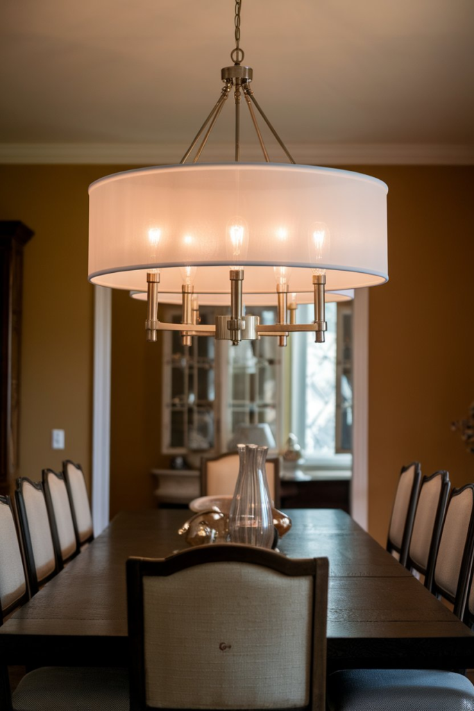 Mixed material dining room lighting