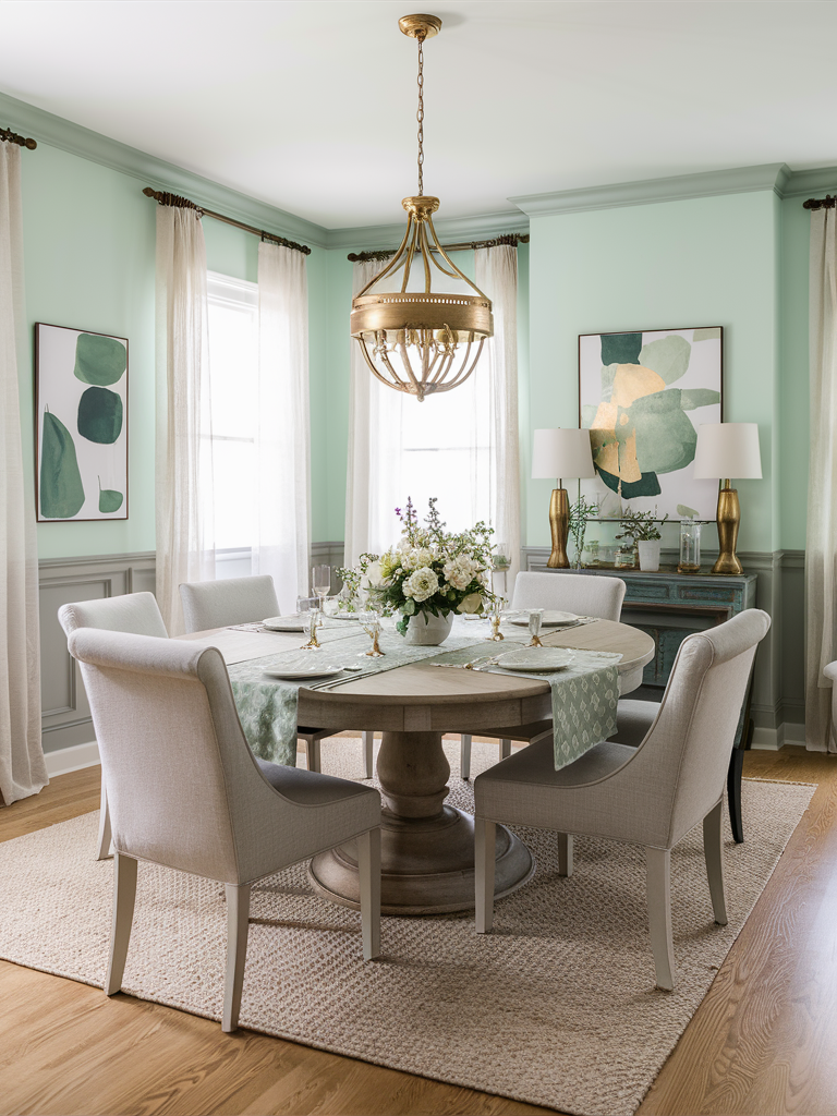 Mint green dining room
