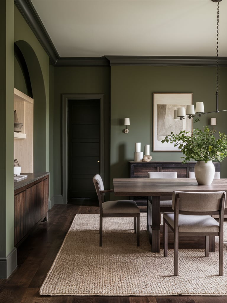 Forest green dining room