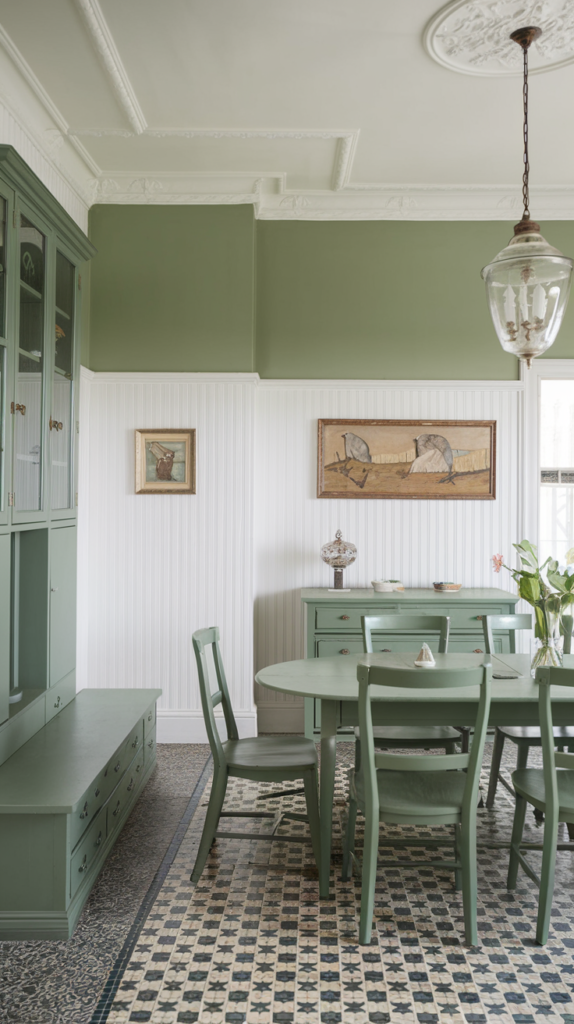 Jungle green dining room