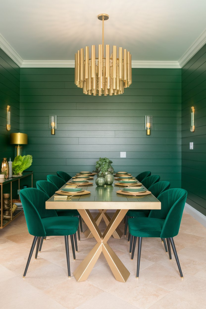 Green velvet dining chairs