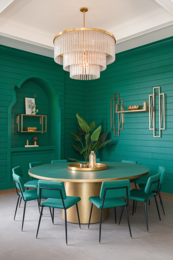 Pea green dining room