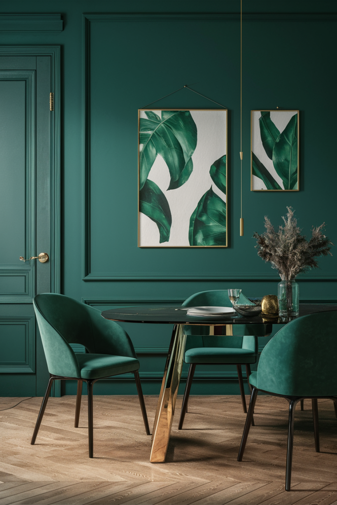 Seafoam green dining room
