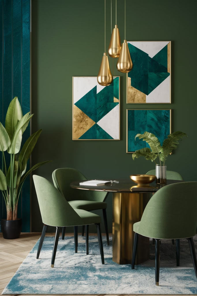 Green accents with neutral tones