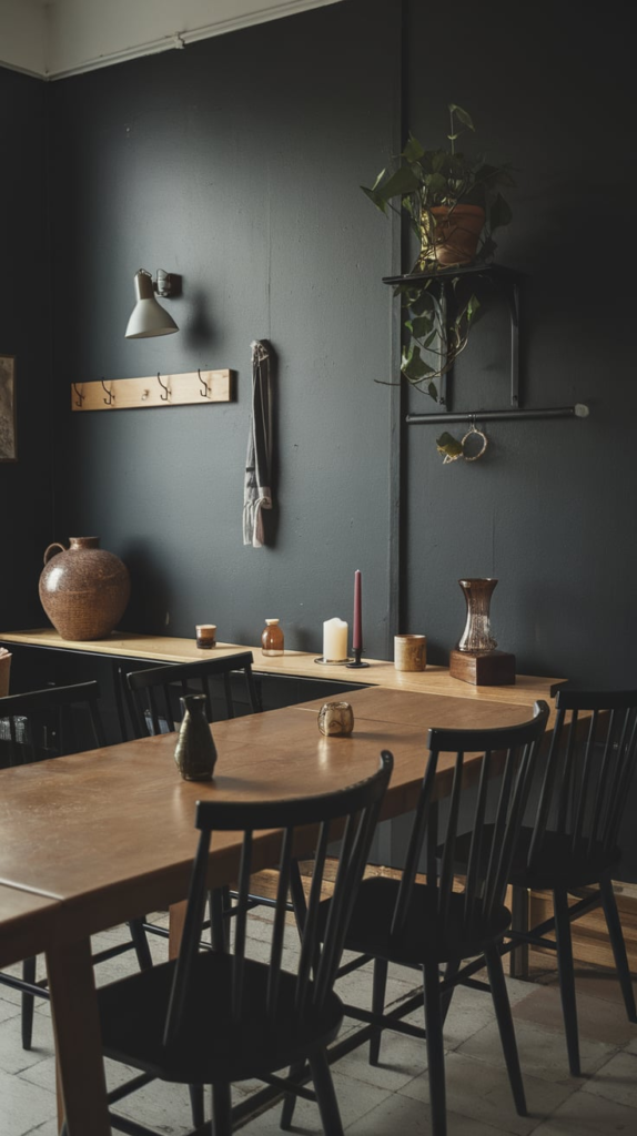 Moody artwork in dining room