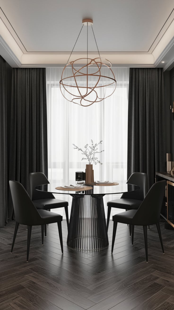 Dark floor-to-ceiling curtains